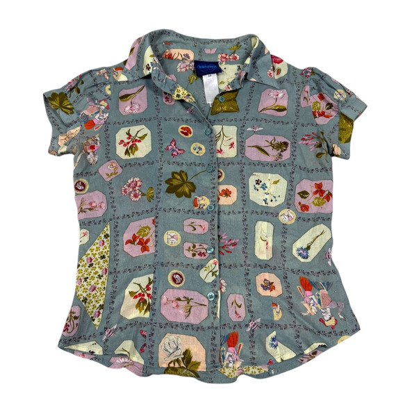 Vintage Kenzo Jeans Womens Size 38 Floral Button Up Blouse - Picture 1 of 5